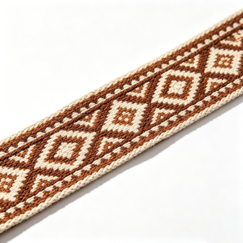 Eco-friendly Durable Embossed Double-Sided Jacquard Pattern cotton webbing